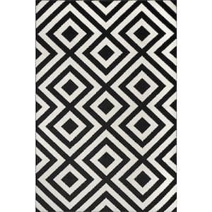 Zadie Geometric Black 10 ft. x 14 ft. Area Rug
