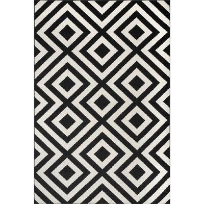 Zadie Geometric Black 6 ft. 7 in. x 9 ft. Area Rug