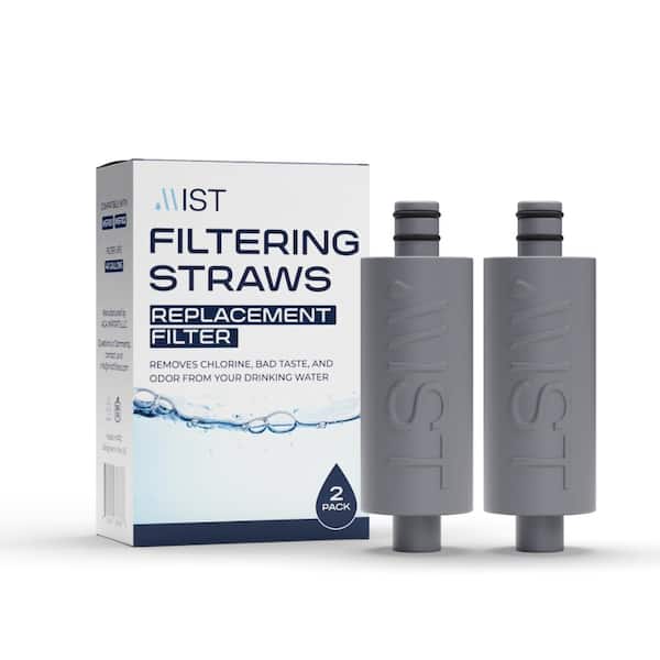 Mist Replacement Water Filter for Filtering Reusable Straws, Gray 2-Pack