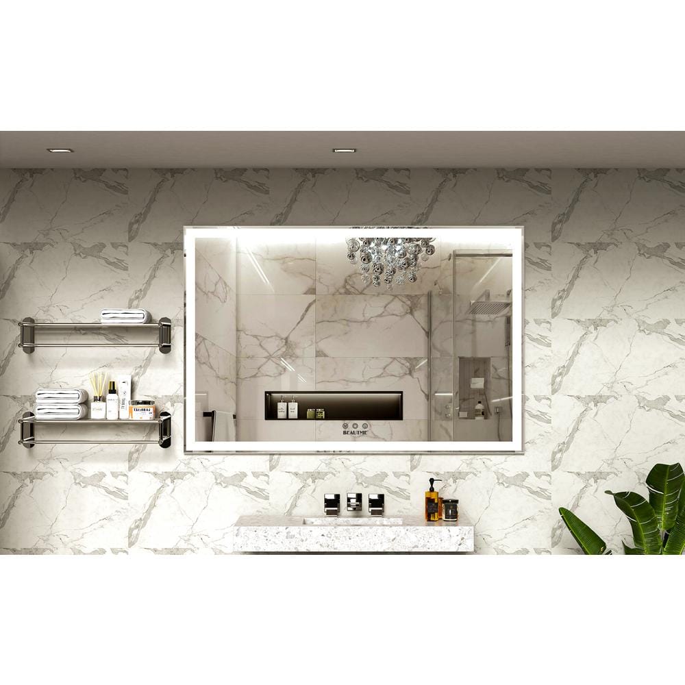 60x40 Inch Silver Aluminum LED Bathroom Vanity Mirror