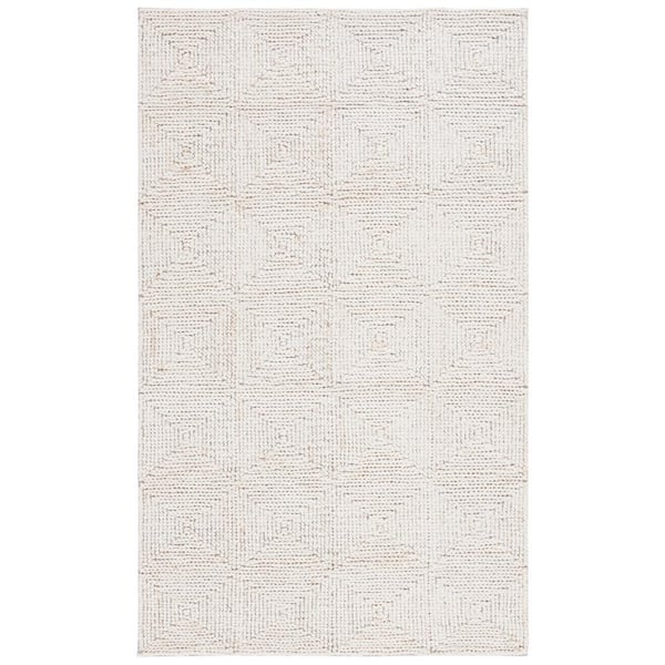 SAFAVIEH Natural Fiber Bleach/Ivory 8 ft. x 10 ft. Cubed Meander Area Rug