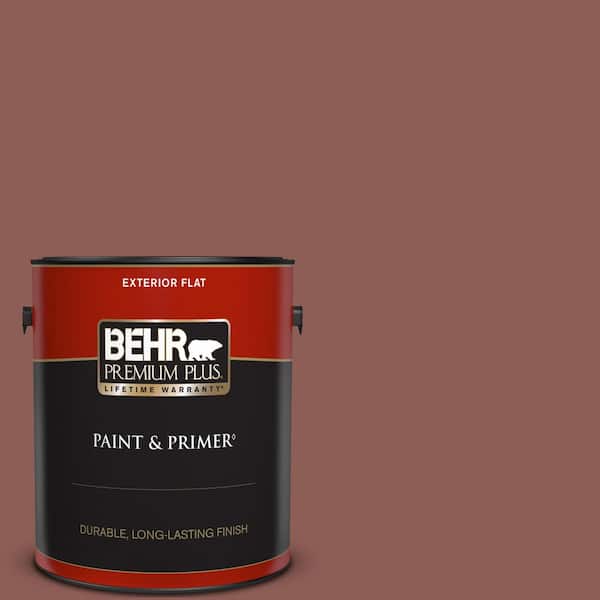 BEHR PREMIUM PLUS 1 gal. #190F-6 Bold Brick Flat Exterior Paint & Primer