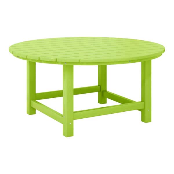 WESTIN OUTDOOR Laguna Outdoor Patio All Weather Fade Proof 38 in. Round HDPE Plastic Conversation Coffee Table in Lime