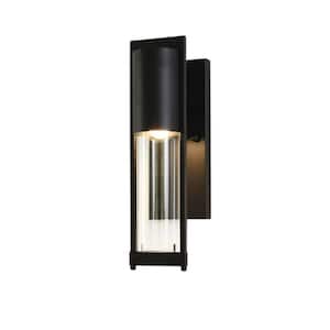 1-Light Black Hardwired Modern Outdoor Barn Light Wall Sconce with Seed Glass Shade