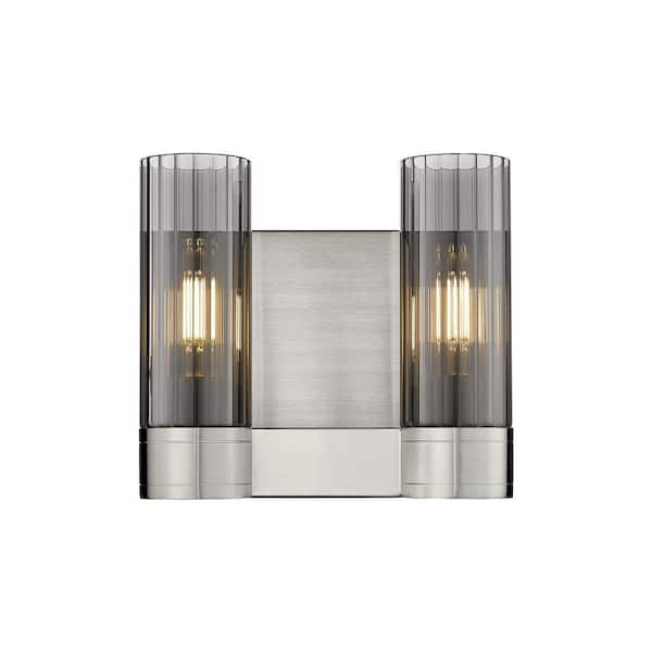 Innovations Empire 10.5 in. 2-Light Satin Nickel Wall Sconce with Glass Shade