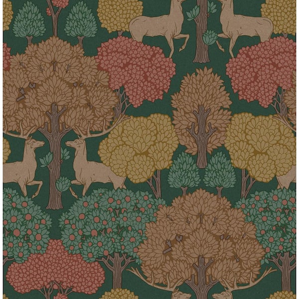 Advantage Green Forest of Arden Deer Wallpaper Sample