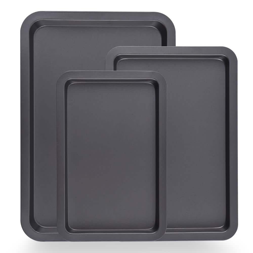 NutriChef Black Carbon Steel Non-Stick Cookie Sheet Set