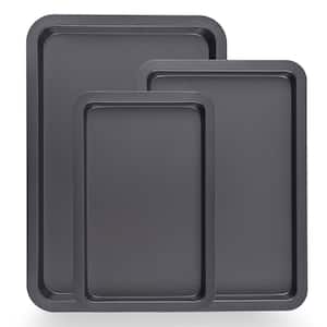 3- Pc. Carbon Steel Nonstick Cookie Sheet Frying Pan in Black