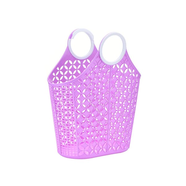 Purple Cleaning Caddy, Laundry and Produce Basket with Built-In Handles, 6 in. x 14 in. x 18 in.