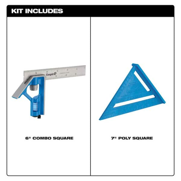 Empire 6 in. Pocket Combination Square and 7 in. Polycast Rafter Square 2-Piece  Kit E255P - The Home Depot