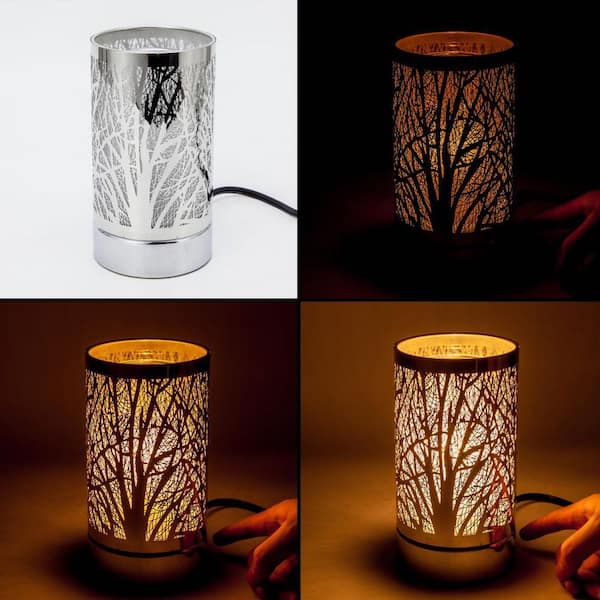 PETERSON ARTWARES Silver Sunflower Touch Lamp Essential Oil