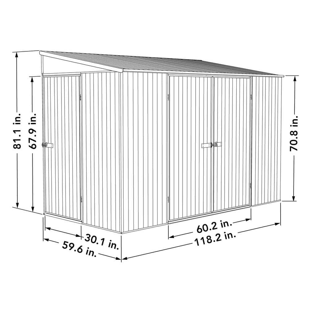 Durango 6x10 Woodland Gray Galvanized Steel Bike Shed Kit