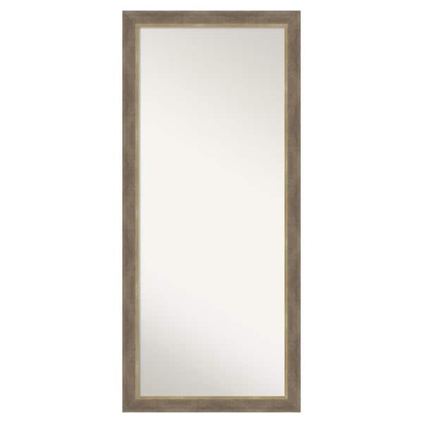 Driftwood Tan Brown 28.75 in. W x 64.75 in. H Non-Beveled Coastal Rectangle Wood Framed Full Length Floor Leaner Mirror