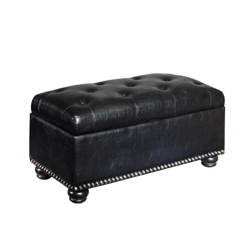 7th Avenue Black Storage Ottoman
