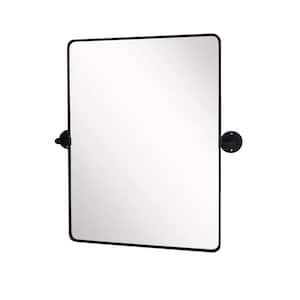27.5 in. W x 30 in. H Metal Framed Rectangular Bathroom Vanity Mirror in Matte Black
