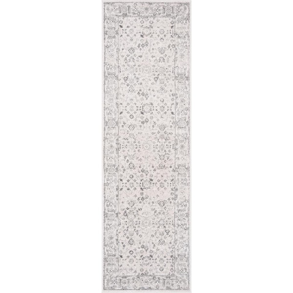 Magic Traditional Cream and Gray 2 ft. x 7 ft. Oriental Indoor Runner Rug