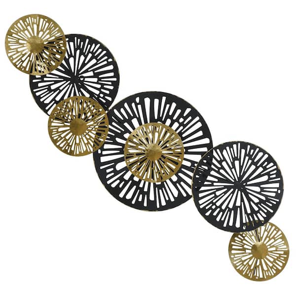 PRIVATE BRAND UNBRANDED Grenata Black and Gold Iron Dimension Wall Art (47 in W. x 17 in. H)