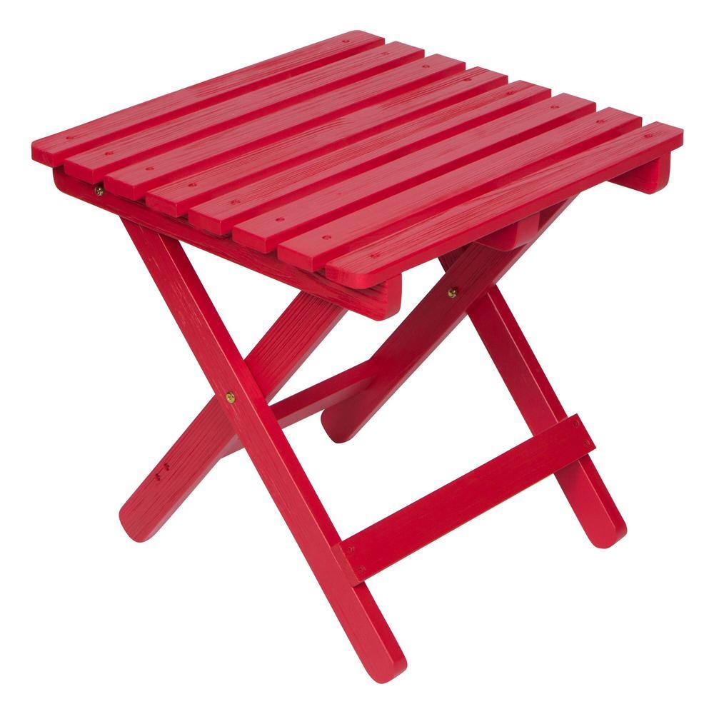 Chili Red Cedar Wood Folding Outdoor Side Table