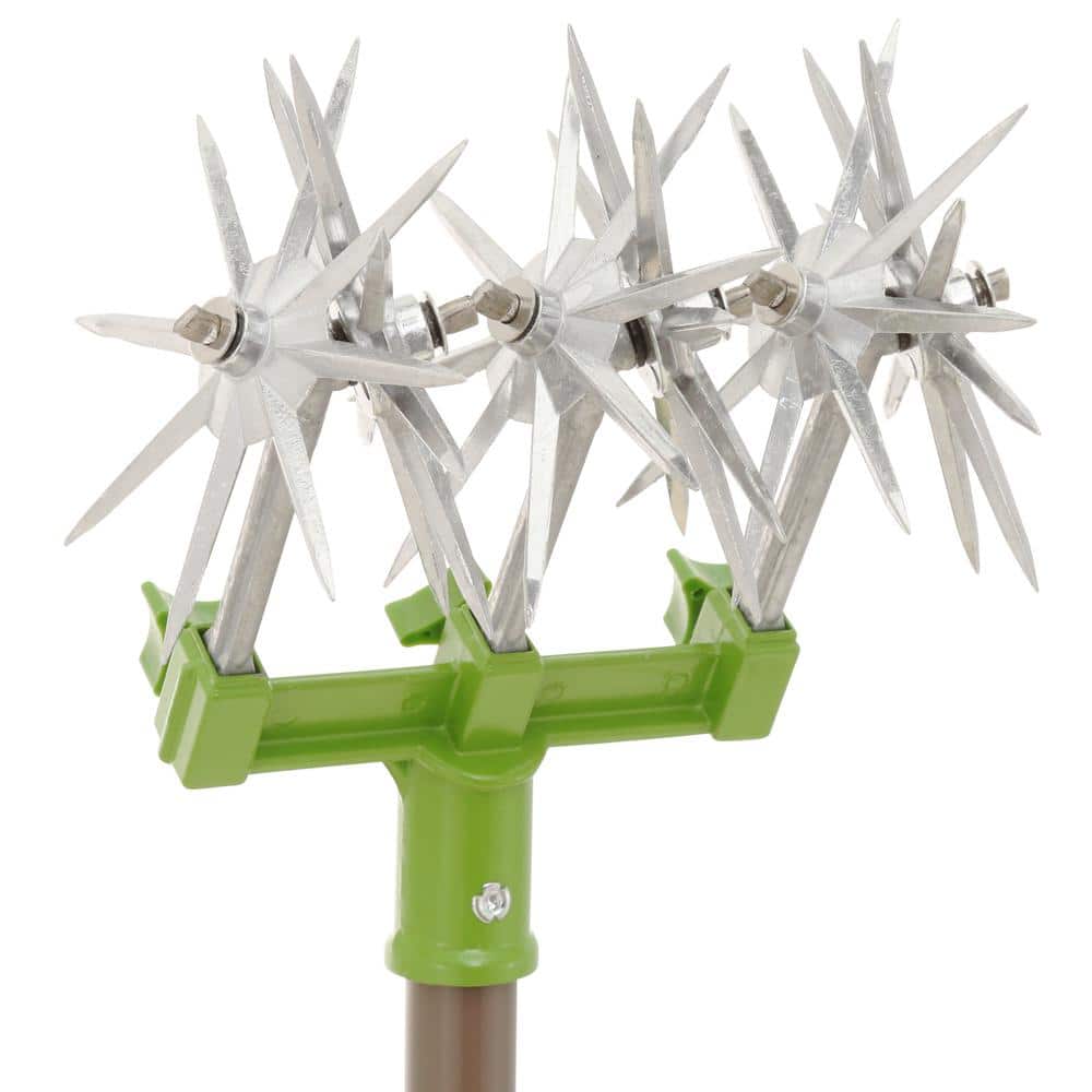57" Brown and Green Steel Garden Cultivator with Detachable Tines