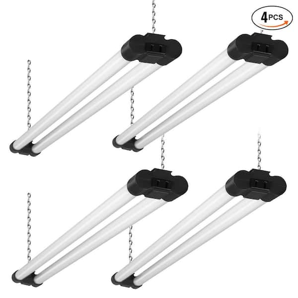 4 Pack 4 Fft. 40-Watt Linkable Shop Light Fixture LED Shop Light, 4500 LM Surface & Hanging Mount Ceiling Light