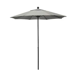7.5 ft. Black Fiberglass Commercial Market Patio Umbrella with Fiberglass Ribs and Push Lift in Granite Sunbrella