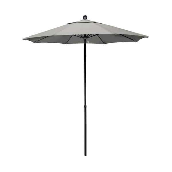 California Umbrella 7.5 ft. Black Fiberglass Commercial Market Patio Umbrella with Fiberglass Ribs and Push Lift in Granite Sunbrella