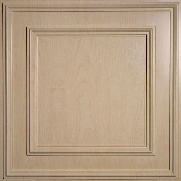 Ceilume Cambridge Faux Wood-Sandal 2 ft. x 2 ft. Lay-in or Glue-up Ceiling Panel (Case of 6)