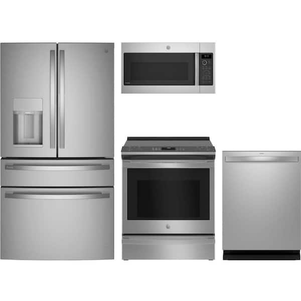 Profile 27.9 cu. ft. Standard Depth Refrigerator with Smart Slide-In Electric Range and Dishwasher with Smart Assist AI