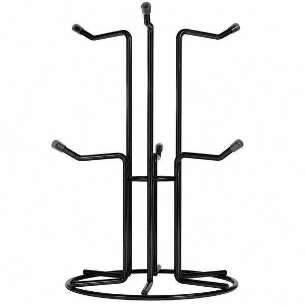 Metal Mug Tree Coffee Cup Holder with 6 Hooks for Mugs up to 15 oz, Countertop Standing Rack, Black