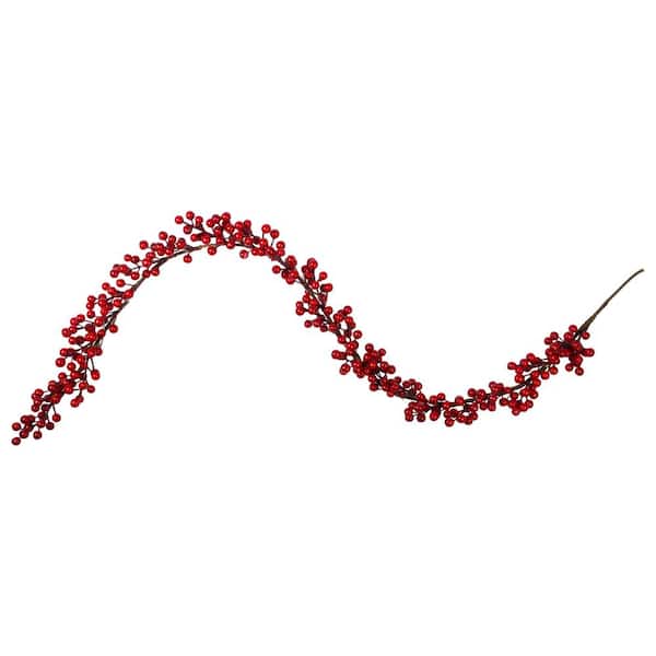 5 ft. Unlit Decorative Shiny Red Berries Artificial Christmas Garland
