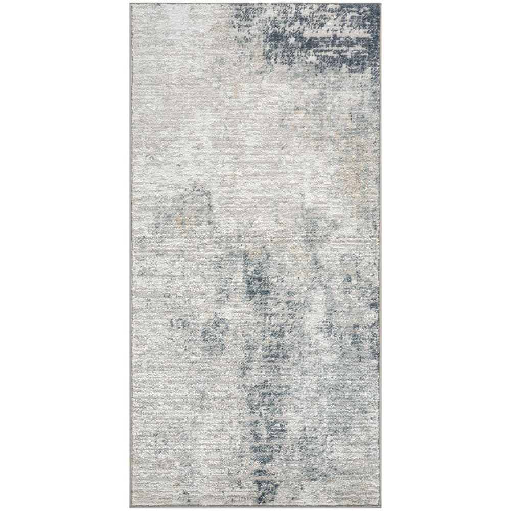 Modern Navy Rug Nourison Dekor Grey Navy 2 ft. x 4 ft. Abstract Contemporary Area Rug ...