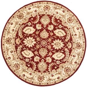 Royalty Red/Ivory 7 ft. x 7 ft. Round Border Area Rug