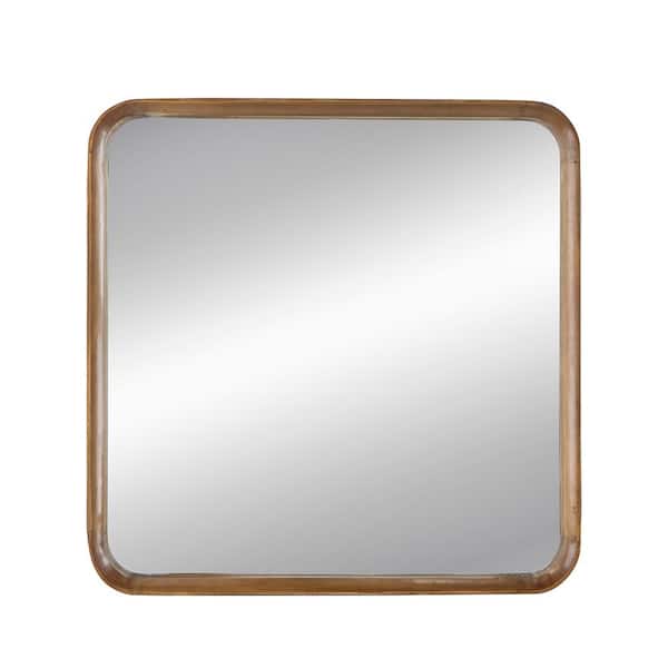 Unbranded 32 in. W x 32 in. H Square Wood Framed Brown Mirror