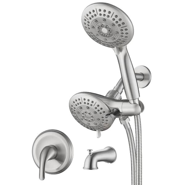 cobbe Single Handle 6-Spray Patterns 4.7 in. Shower Faucet Tub Spout 1.8 GPM with Adjustable Heads in Nickel (Valve Included)