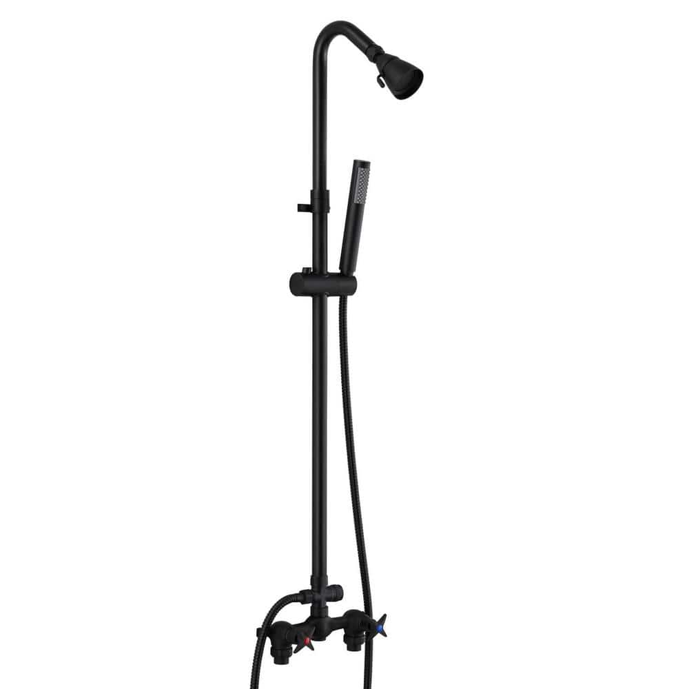 Matte Black Wall Mounted Exposed Shower Fixtures, Outdoor Shower Kit with H