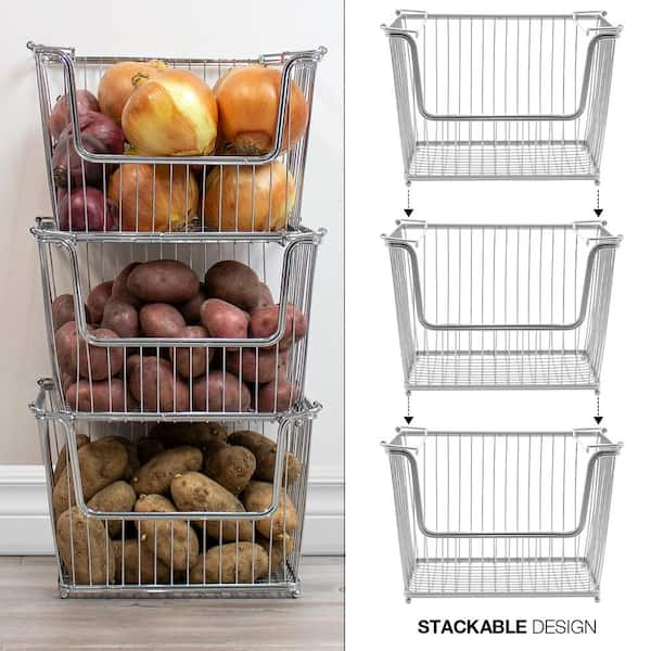 Sorbus Metal Wire Storage Cabinet Baskets, Kitchen Pantry Organizer -  Storage Bins for Home, Bathroom, Laundry Room, Closet Organization (4-Pack