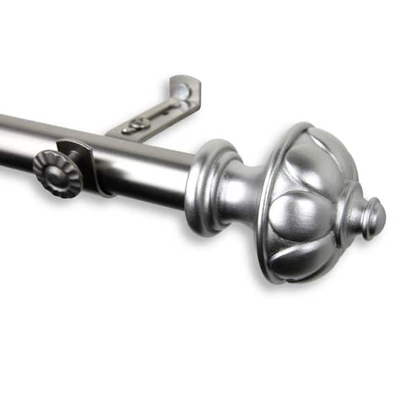 Rod Desyne 120 in. - 170 in. Telescoping Single Curtain Rod Kit in Satin Nickel with Sierra Finial