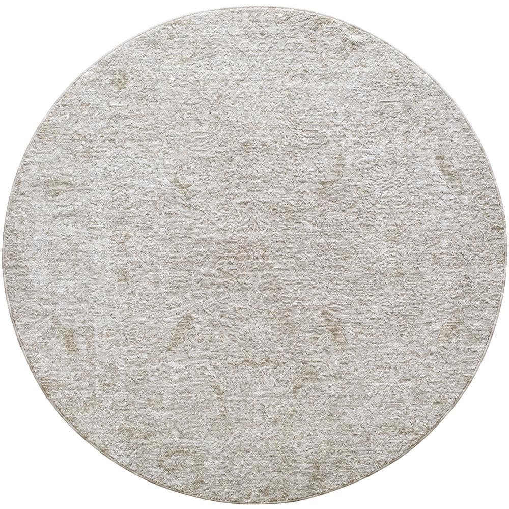 Livabliss Masterpiece Gray Traditional 5 ft. Round ft. Indoor Area Rug ...