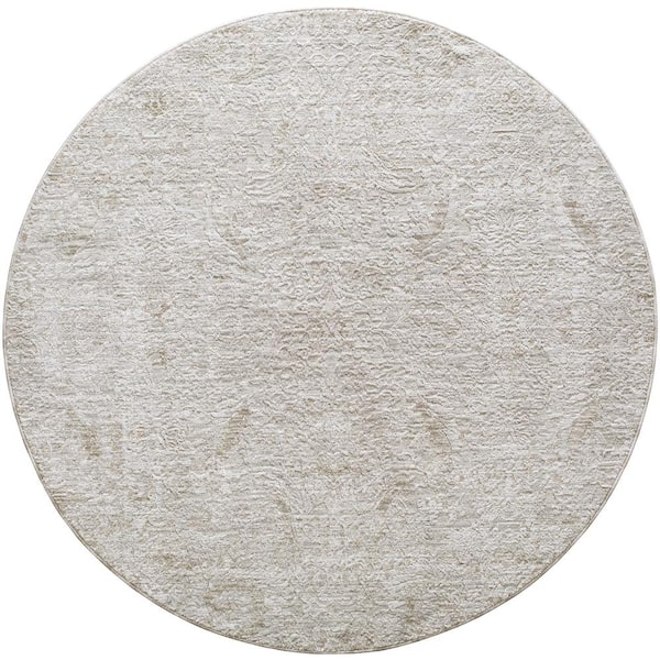 Masterpiece Gray Traditional 5 ft. Round ft. Indoor Area Rug