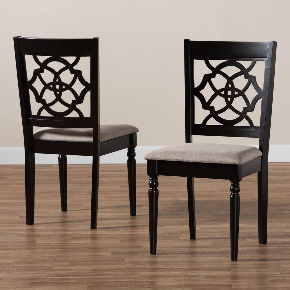 Renaud Sand and Espresso Oak Cane Dining Chair Set