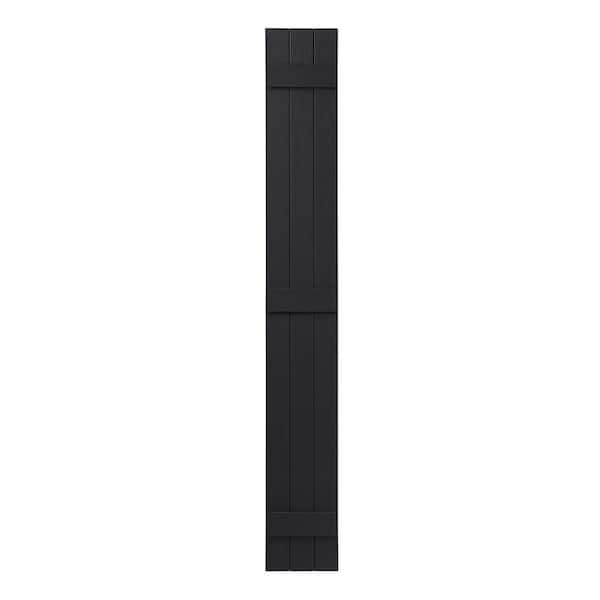 11 in. x 71 in. Polypropylene Plastic 3-Board Closed Board and Batten Shutters Pair in Black