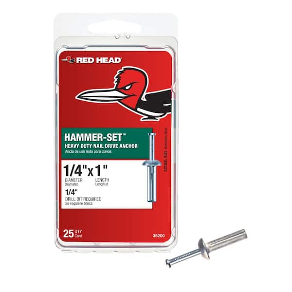 Red Head 1/4 in. x 1 in. Hammer-Set Nail Drive Concrete Anchors (25-Pack)