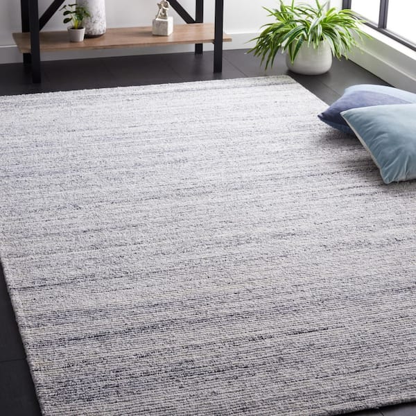Mirage 6 ft. x 6 ft. Blue/Ivory Striped Marle Square Area Rug