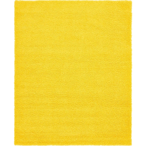 Unique Loom Solid Shag Tuscan Sun Yellow 8 ft. x 10 ft. Area Rug