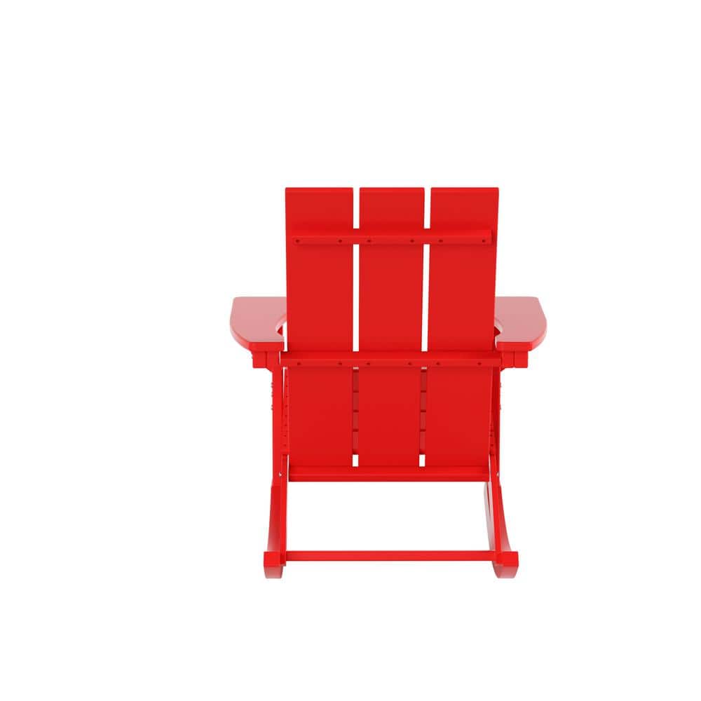 Shoreside Eco-Friendly HDPE Adirondack Rocking Chair in Red