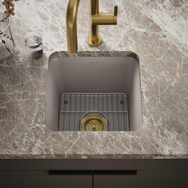 Cairn Beige Granite Composite 14 in. Undermount Bar Sink in Matte Taupe