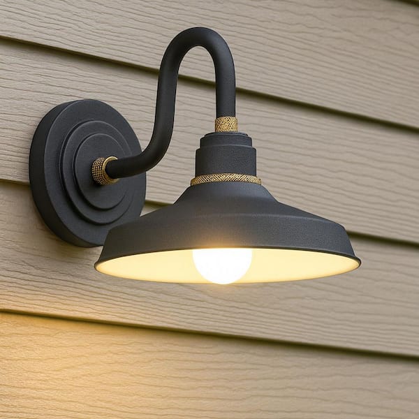 Hinkley Foundry Classic Small Gooseneck Barn Light, Textured Black + Brass