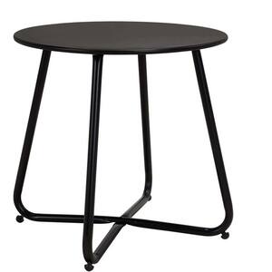Black Round Metal Patio Outdoor Side Table, Weather Resistant