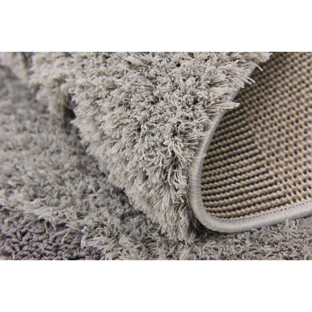 Elysian Light Gray Floral Shag Rug 9' x 12' - Stain-Resistant Synthetic