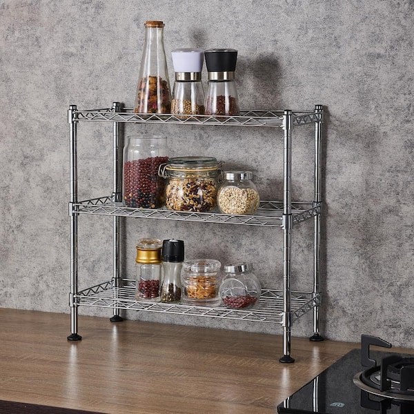 Modern Metal Mesh Small Stackable Storage Shelves Rack Shelf